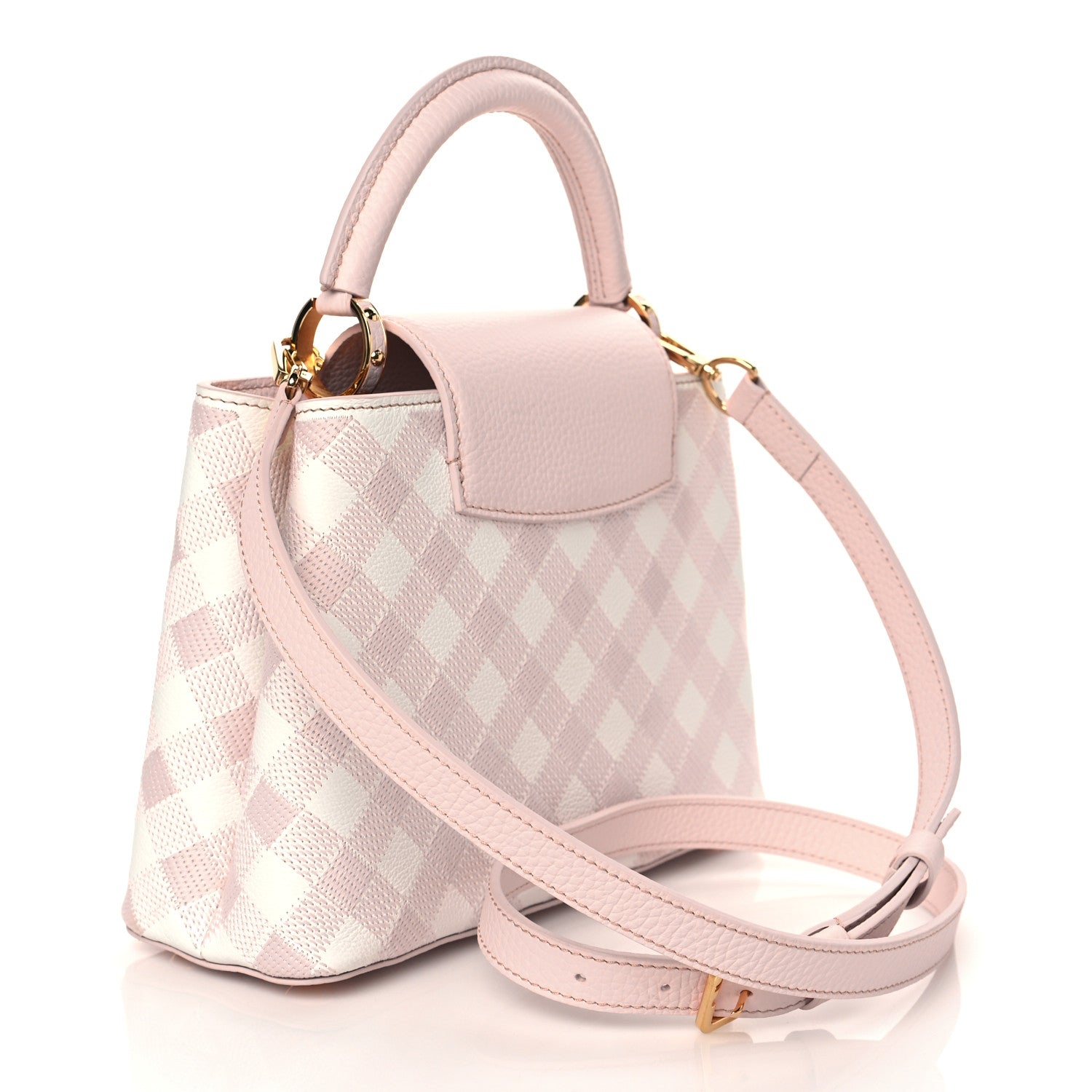 Louis Vuitton Taurillon Embroidered Vichy Capucines BB Light Pink 3 of 9