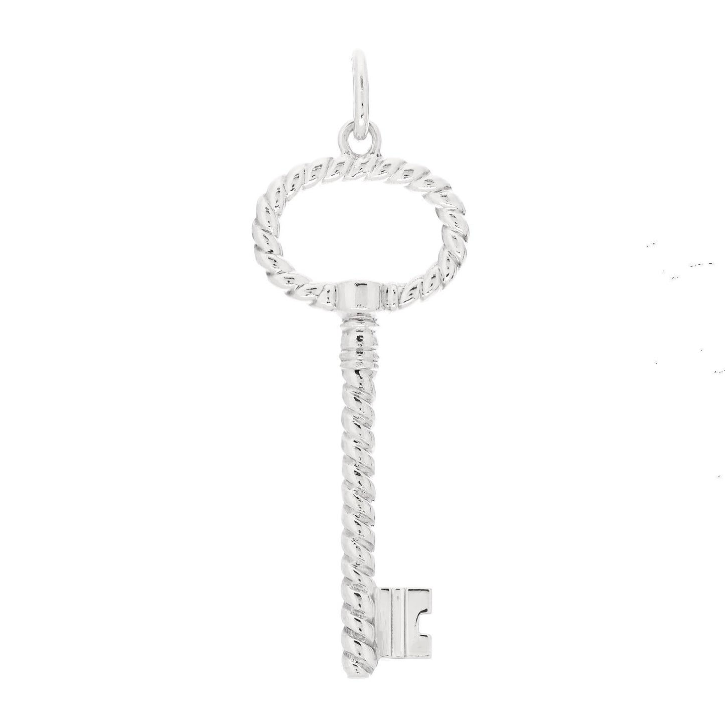 Sterling Silver Twist Oval Key Pendant