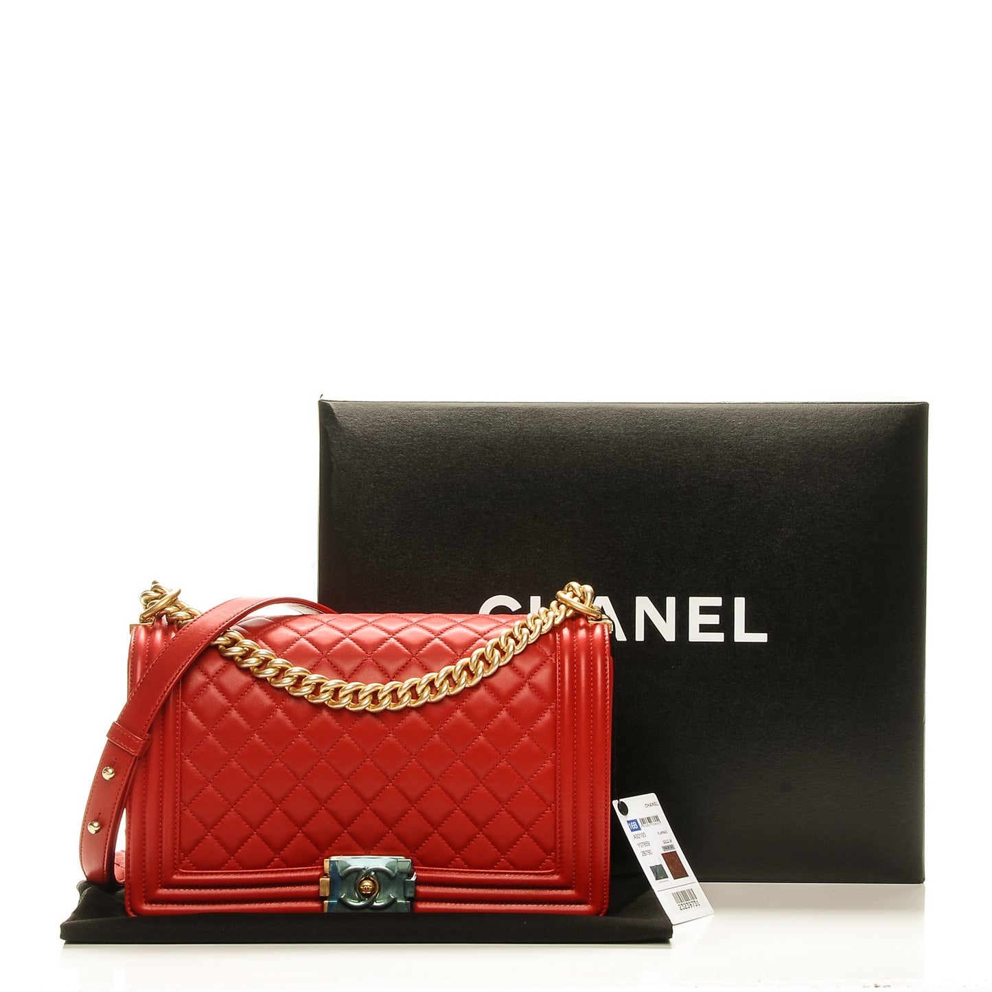 Lambskin Quilted New Medium Boy Flap Red