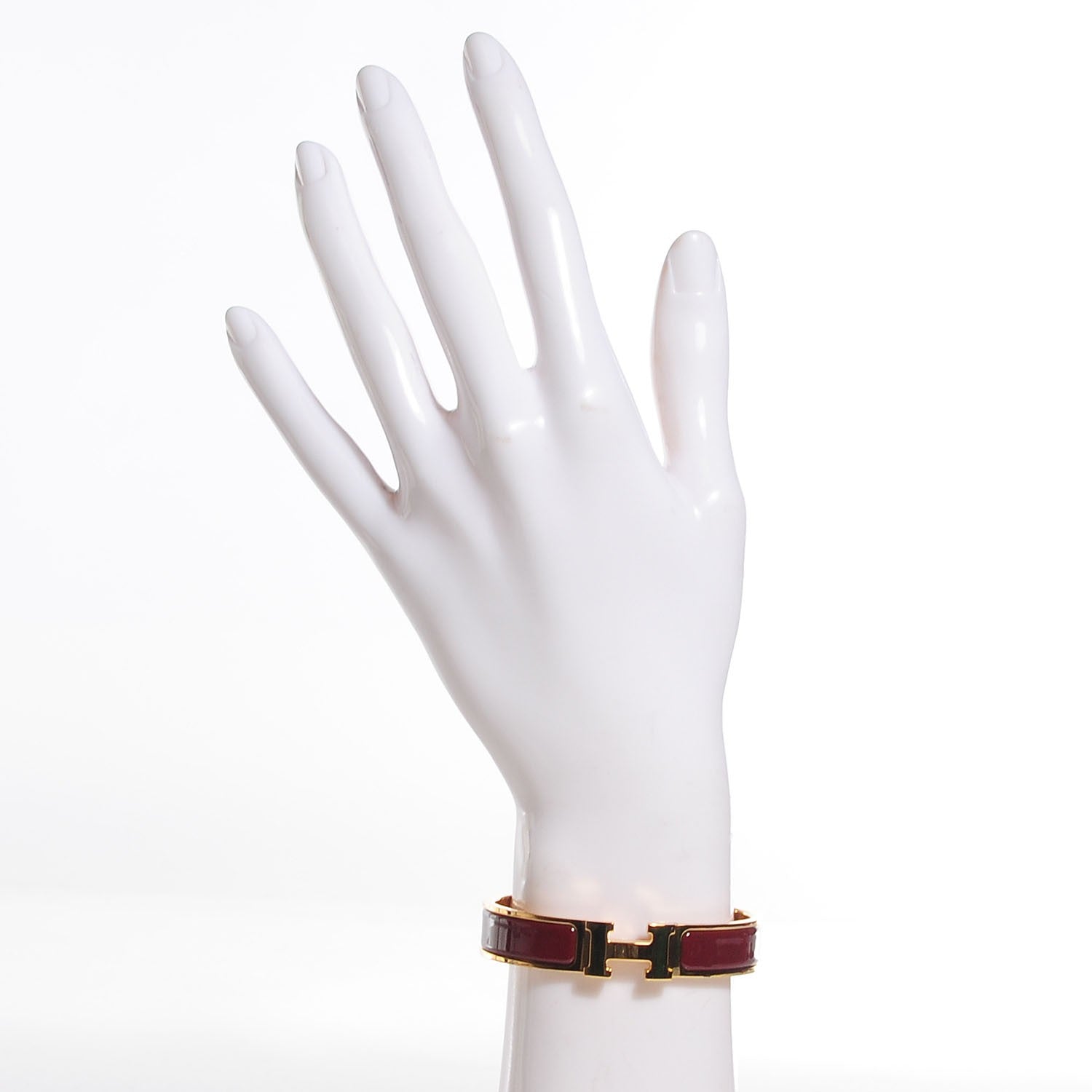 Hermes Enamel Narrow Clic Clac H Bracelet PM Burgundy 2 of 8