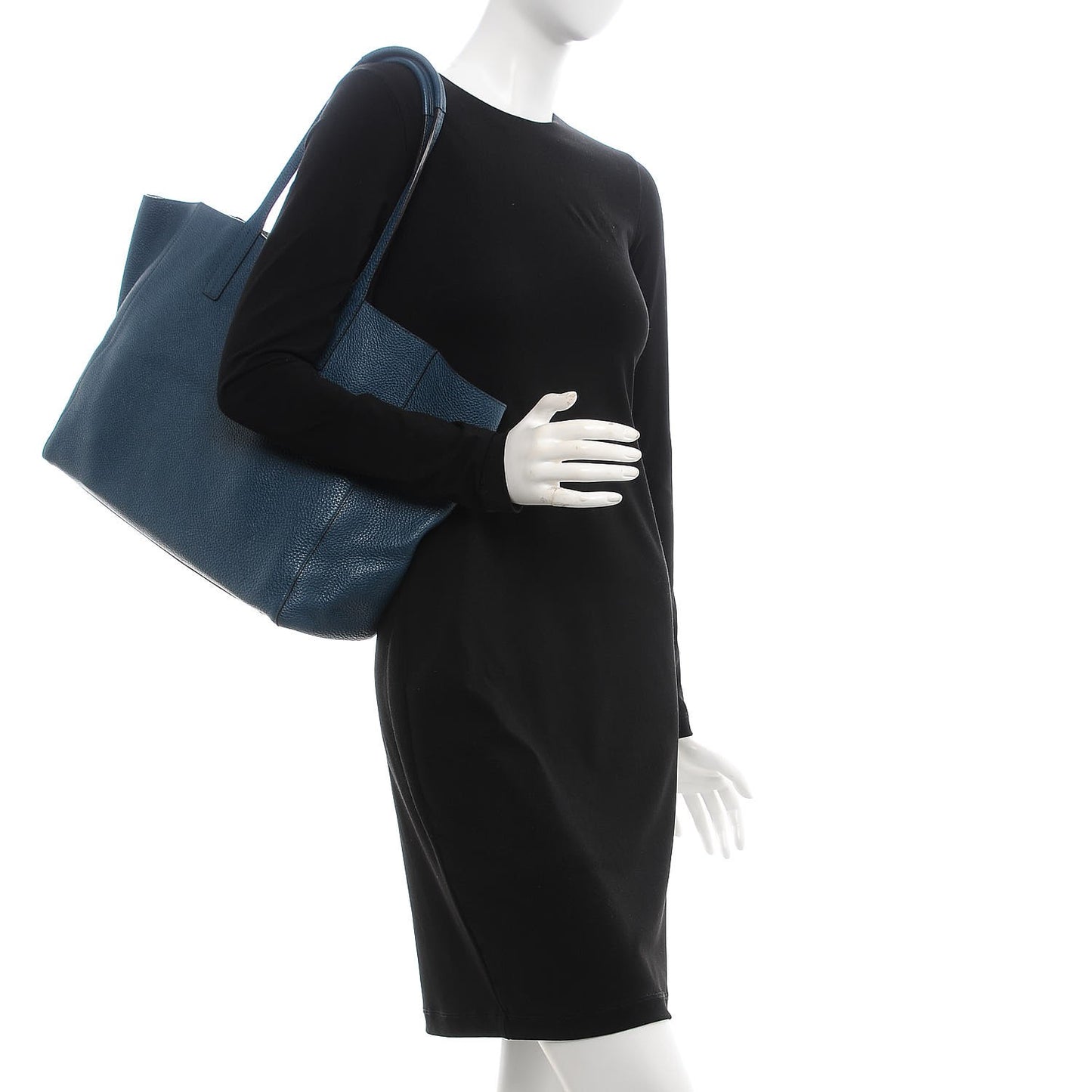 Grained Calfskin Medium Reversible Wandel Tote Blue