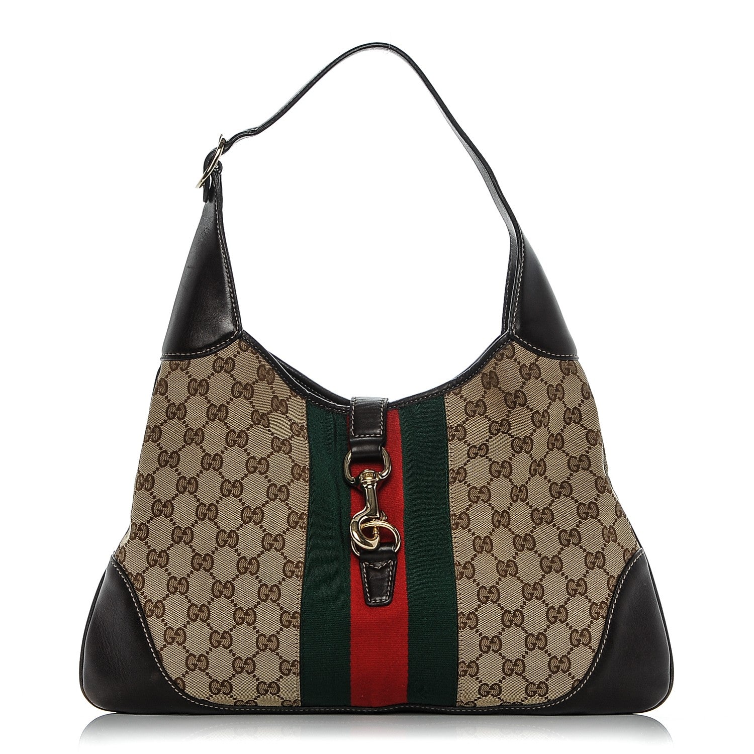 Gucci Monogram Web Jackie O Bouvier Hobo Dark Brown 1 of 7