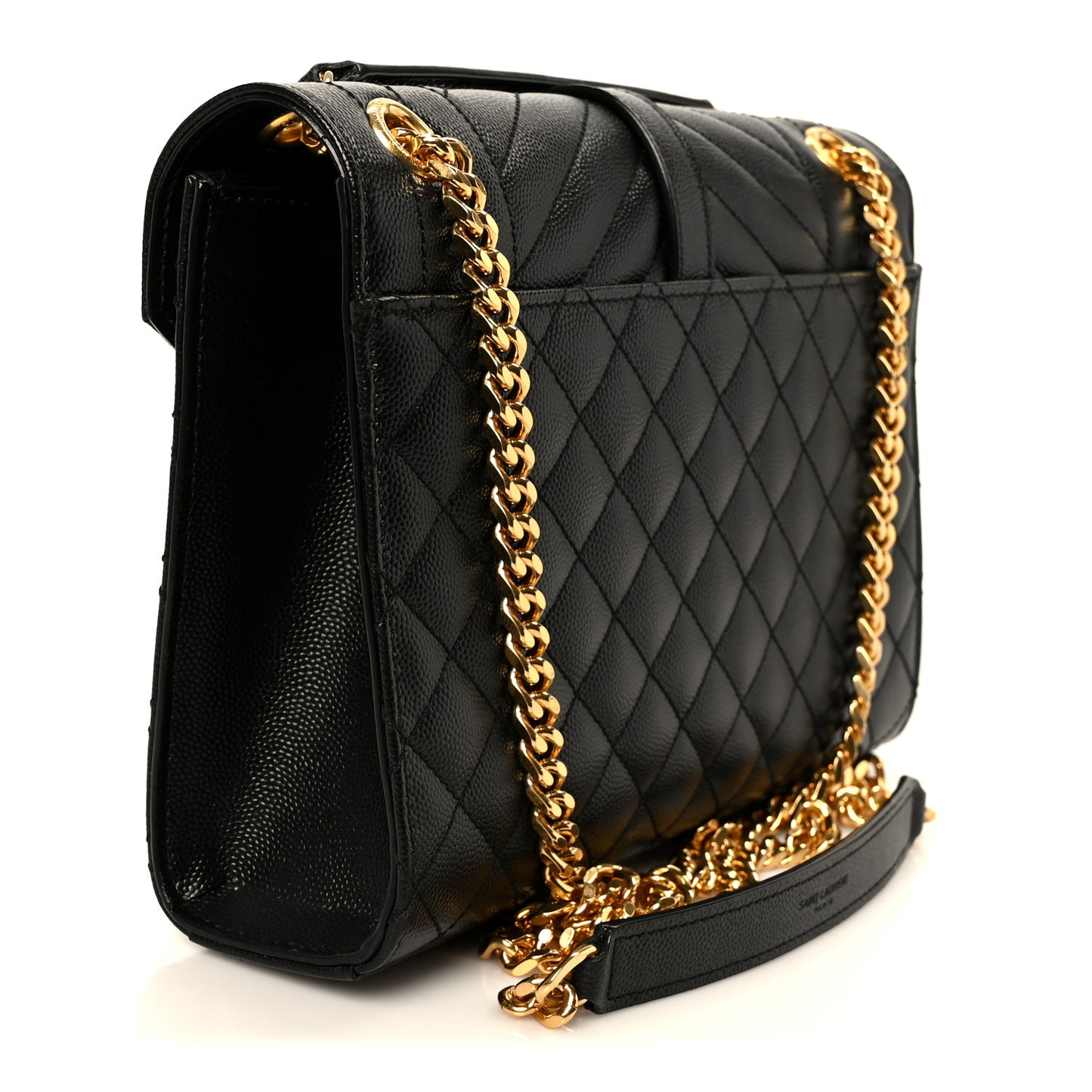 Grain De Poudre Textured Mixed Matelasse Triquilt Medium Monogram Satchel Black