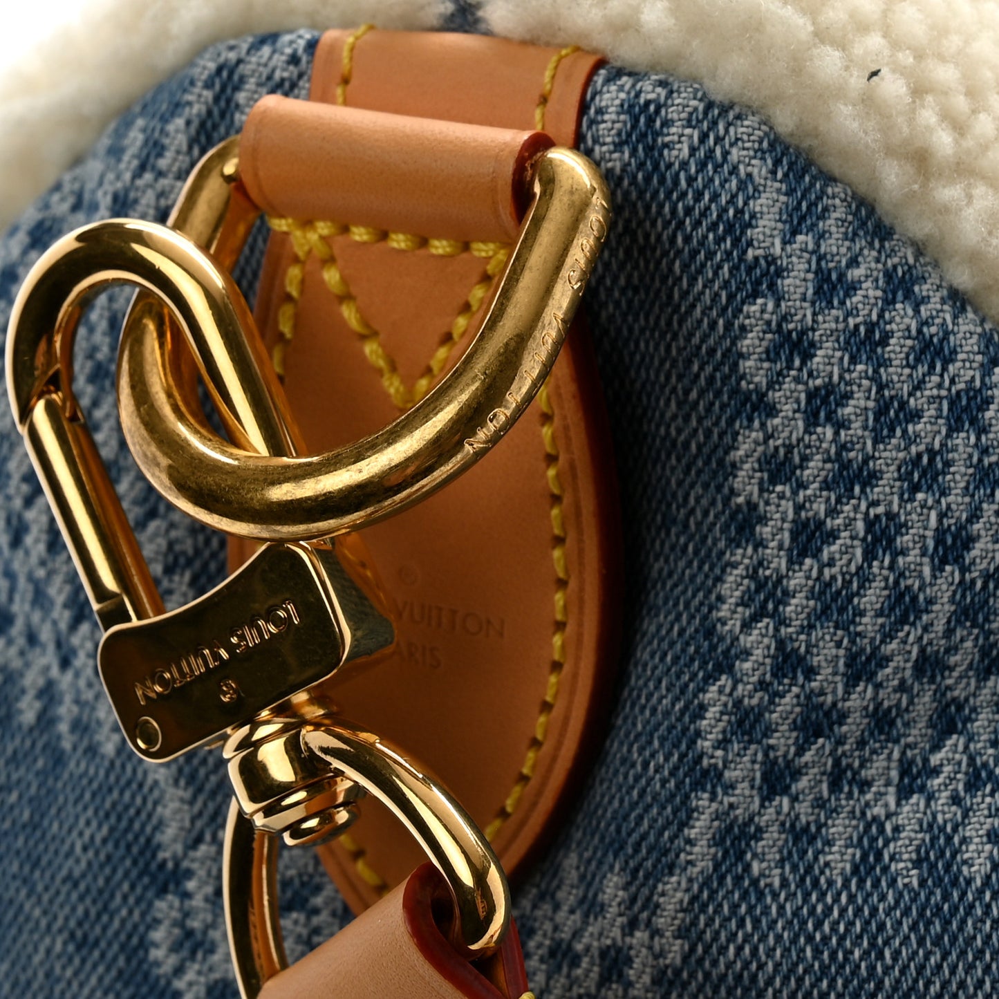 Denim Shearling Speedy Bandouliere 40