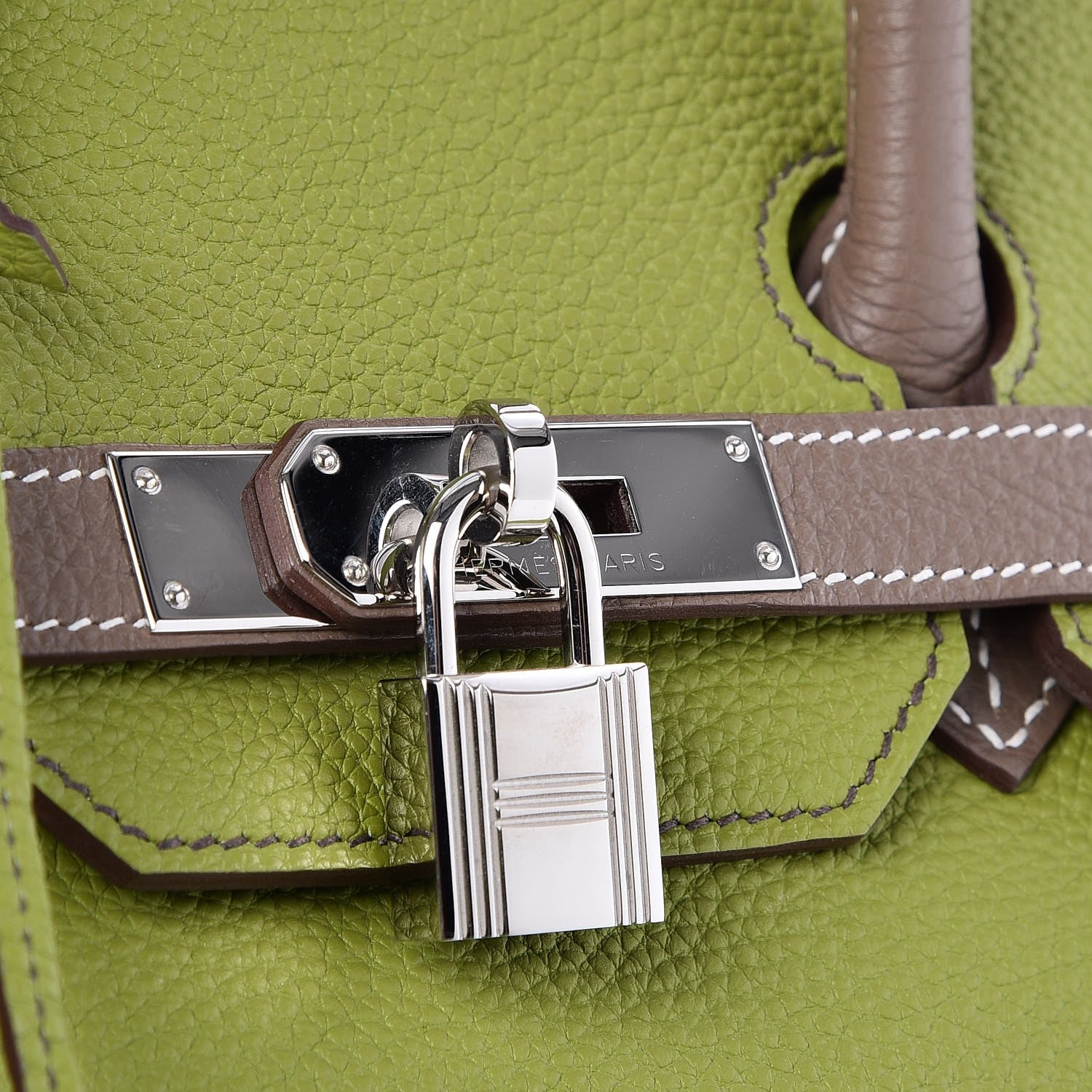 Hermes Togo Bi Color Horseshoe Birkin 35 Vert Anis Etoupe 25 of 35