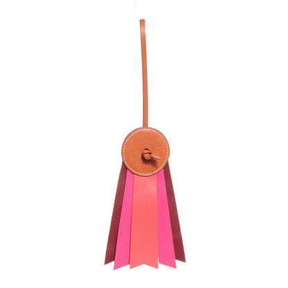Hermes Hunter Cowhide Milo Lambskin Paddock Flot Bag Charm Rose Jaipur Rose Shocking 3 of 5