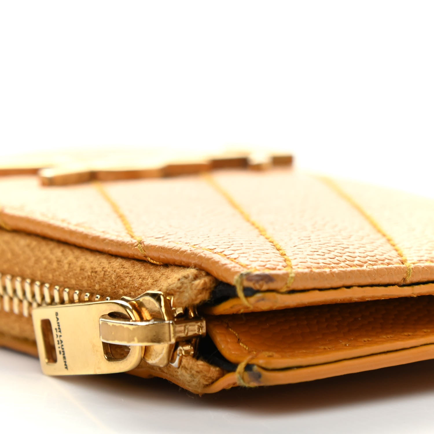 Saint Laurent Monogram Grain de Poudre 5 Fragments Zip Pouch Card Holder Orange 11 of 12