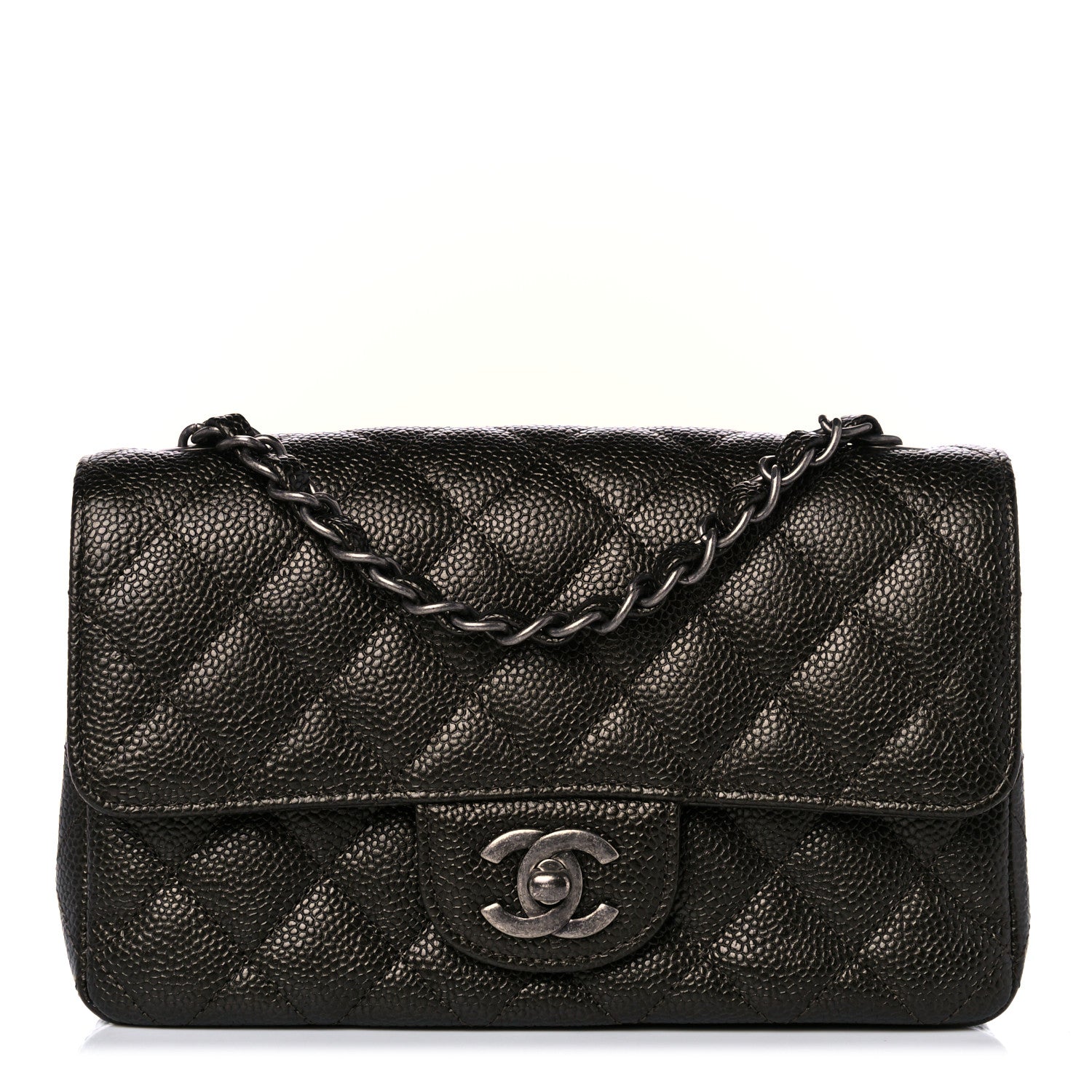 Chanel Iridscent Caviar Quilted Mini Rectangular Flap Dark Green 1 of 9