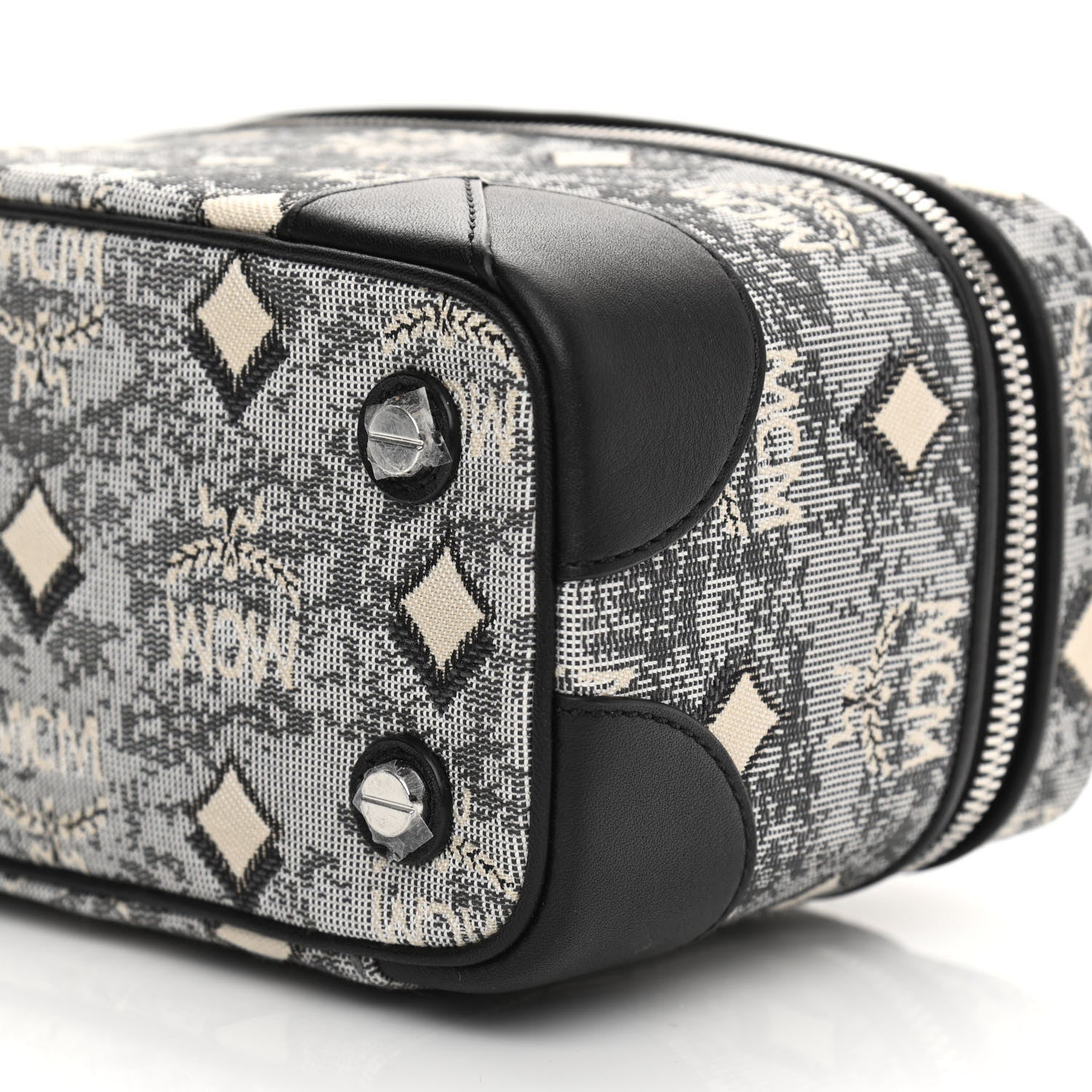 MCM Vintage Jacquard Monogram Rockstar Small Vanity Crossbody Bag Grey 9 of 9