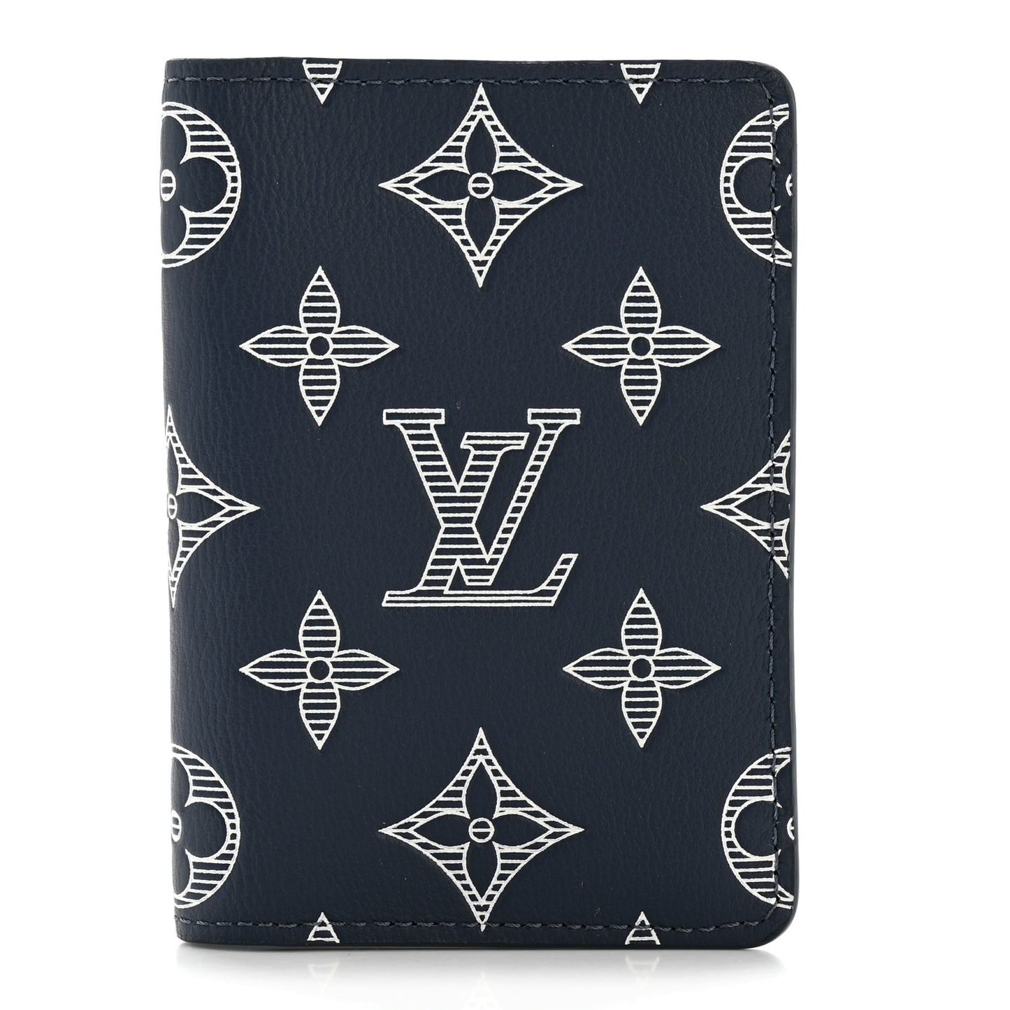 Calfskin Monogram Shadow Pocket Organizer Navy Blue White