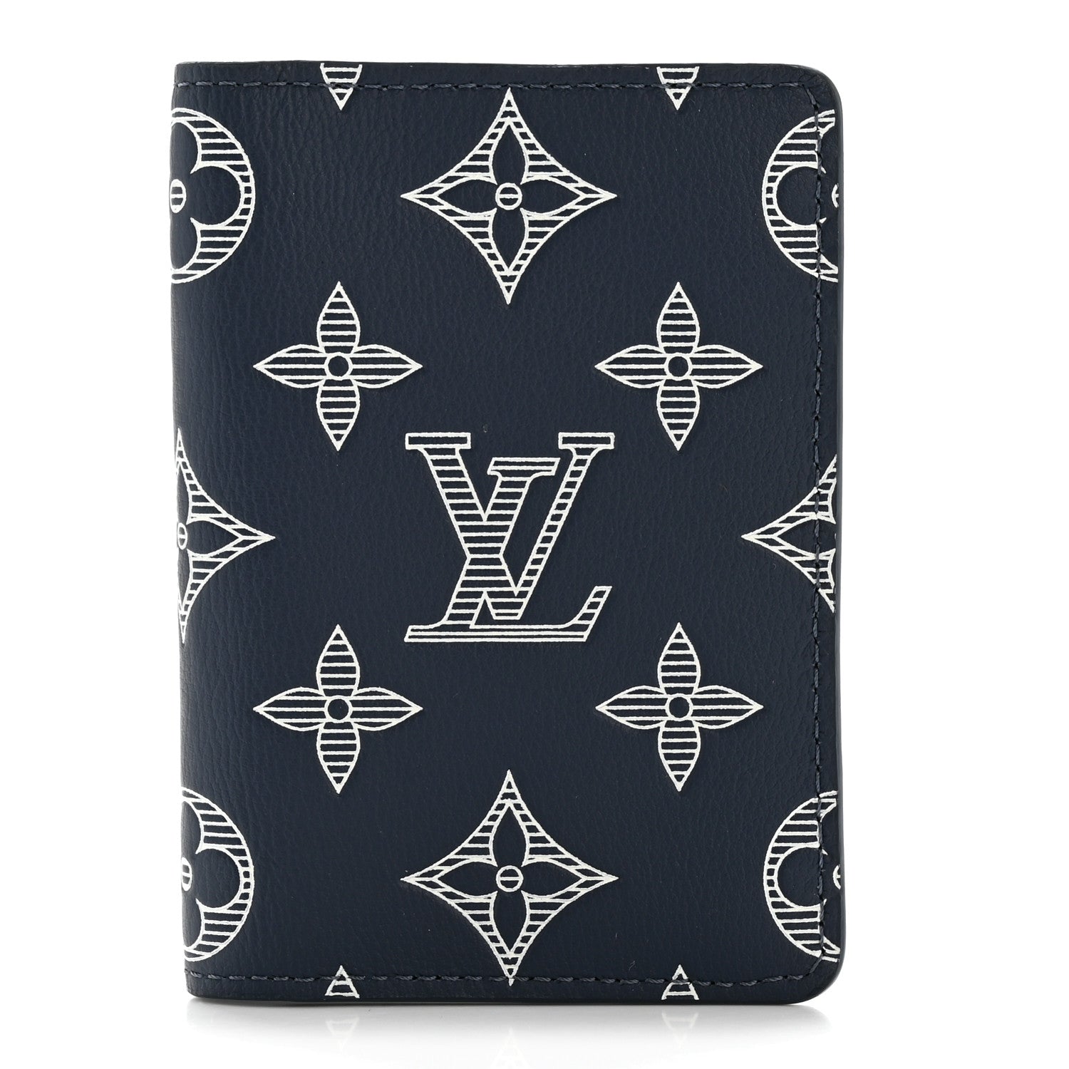 Louis Vuitton Calfskin Monogram Shadow Pocket Organizer Navy Blue White 1 of 6