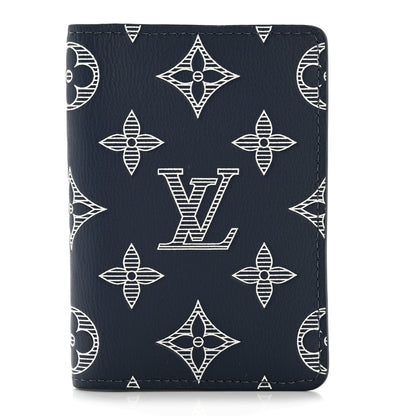 Louis Vuitton Calfskin Monogram Shadow Pocket Organizer Navy Blue White 1 of 6