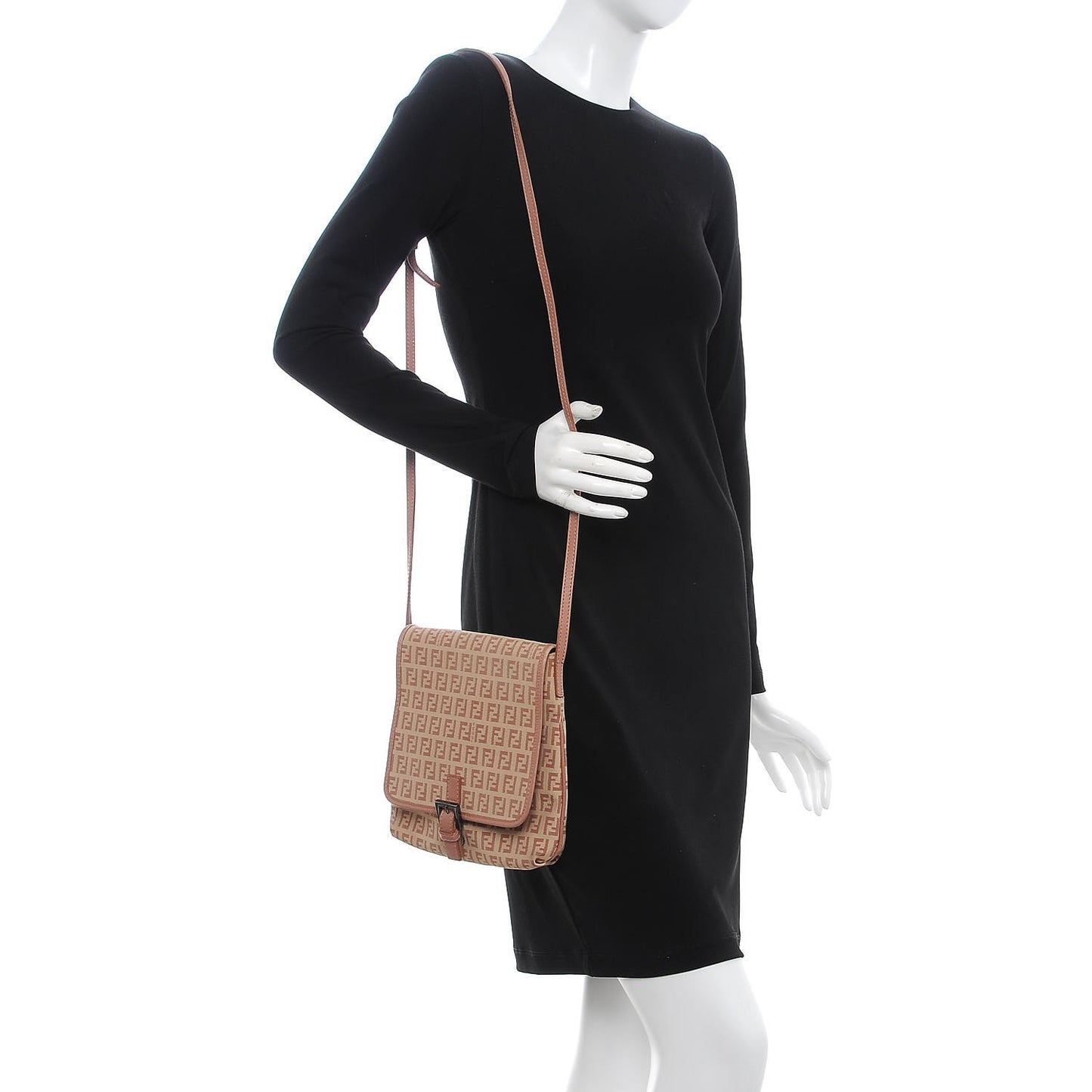 Zucchino Vitello Baguette Crossbody Beige Bruciato Bois de Rose