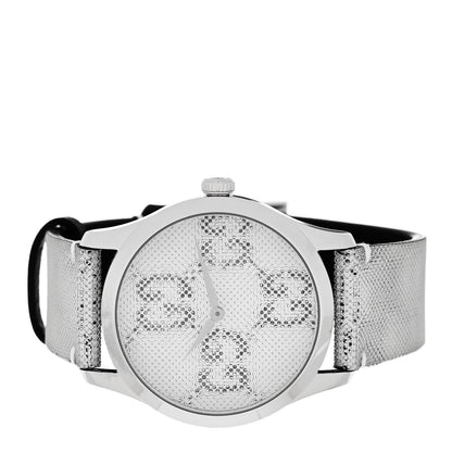 Gucci Stainless Steel Calfskin 38mm G-Timeless GG Hologram Quartz Watch 2 of 5