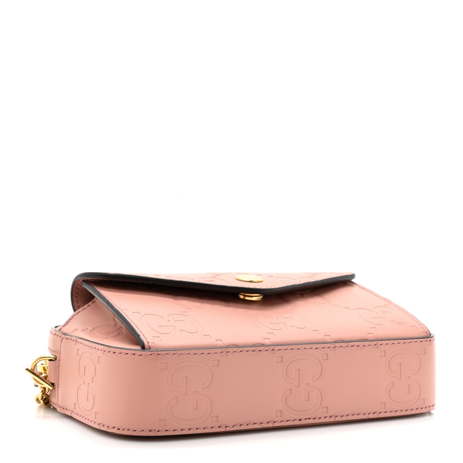 Gucci Calfskin GG Super Mini Debossed Chain Wallet Dust Carmine 4 of 11