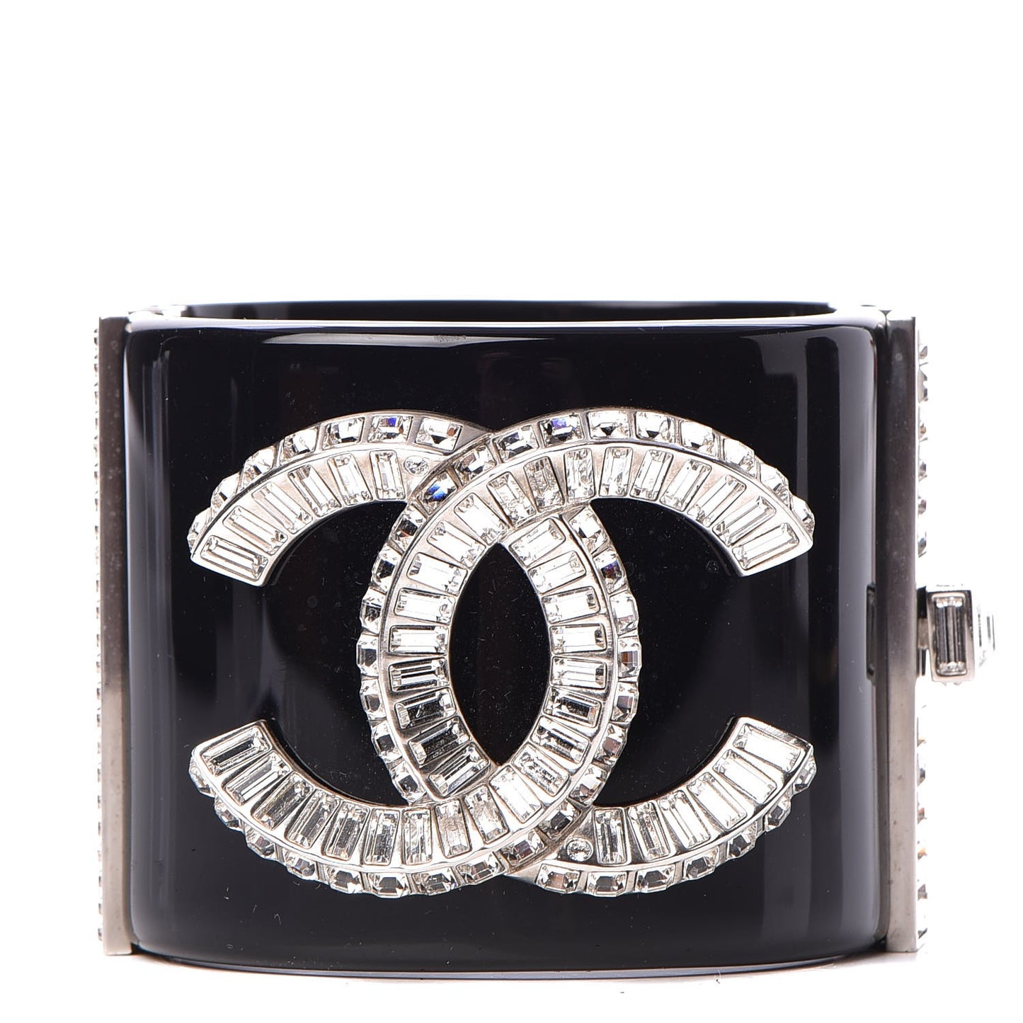 Resin Crystal Baguette CC Wide Cuff Black