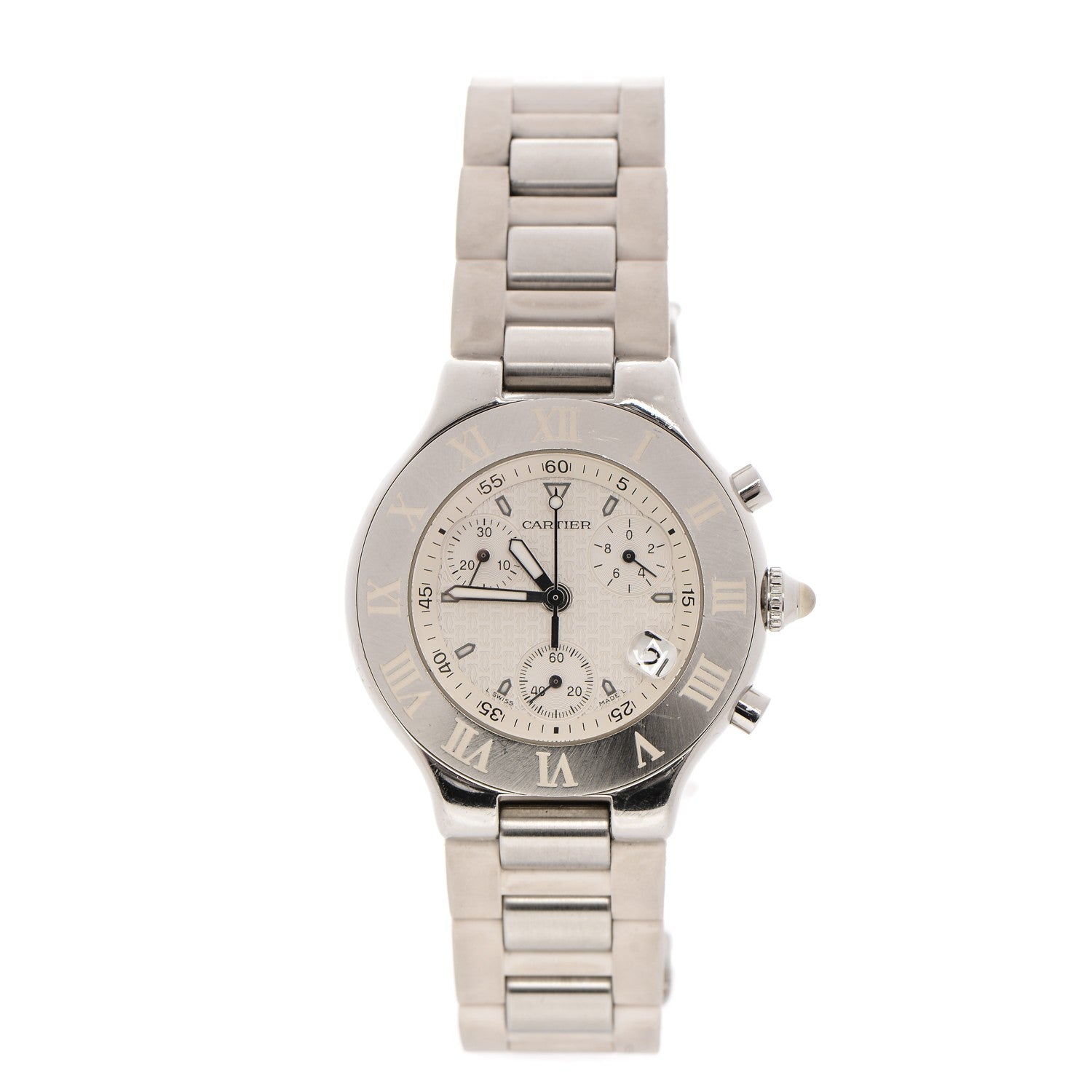 Cartier Stainless Steel Rubber 38mm Must 21 Chronoscaph Quartz Watch 1 of 9