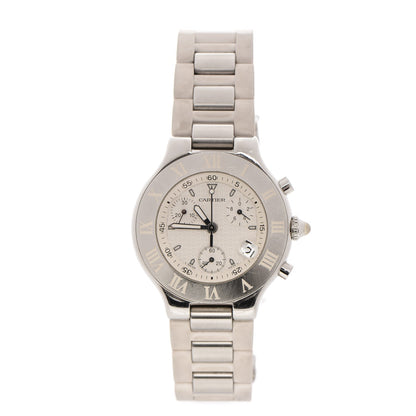 Cartier Stainless Steel Rubber 38mm Must 21 Chronoscaph Quartz Watch 1 of 9