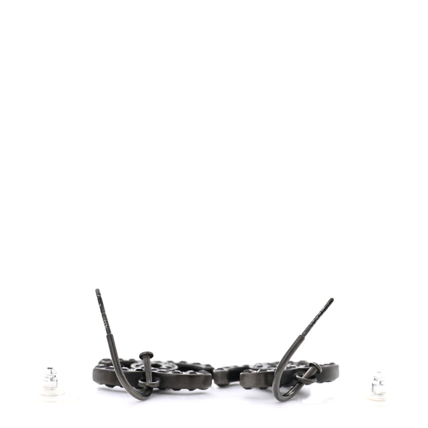 Baguette Crystal CC Dangle Earrings Black