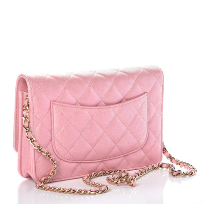 Chanel Iridescent Caviar Quilted Wallet on Chain WOC Rose Pink 2 of 10