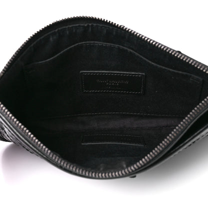 Saint Laurent Crinkled Calfskin Matelasse Monogram Niki Bill Pouch Black 5 of 12