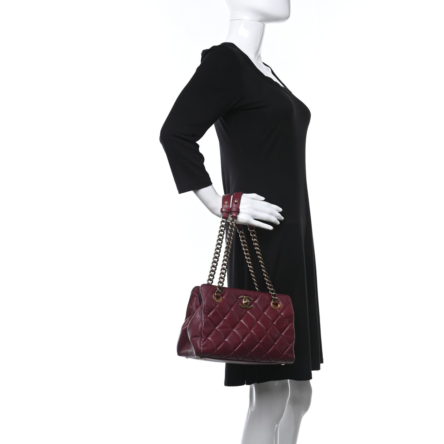 Calfskin Perfect Edge Small Tote Burgundy