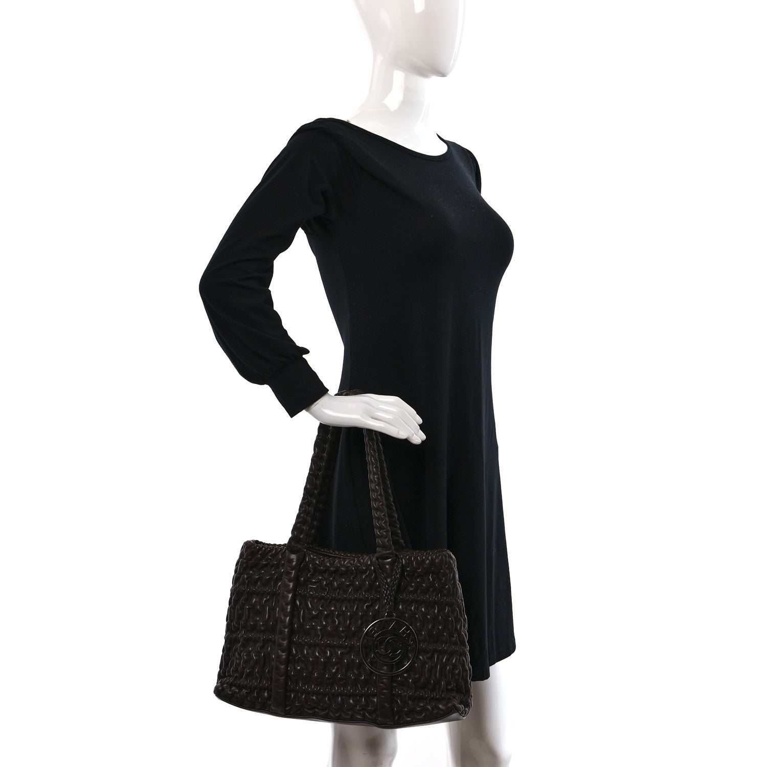 Chanel Wrinkled Lambskin Hidden Chain Small Tote Brown 2 of 9