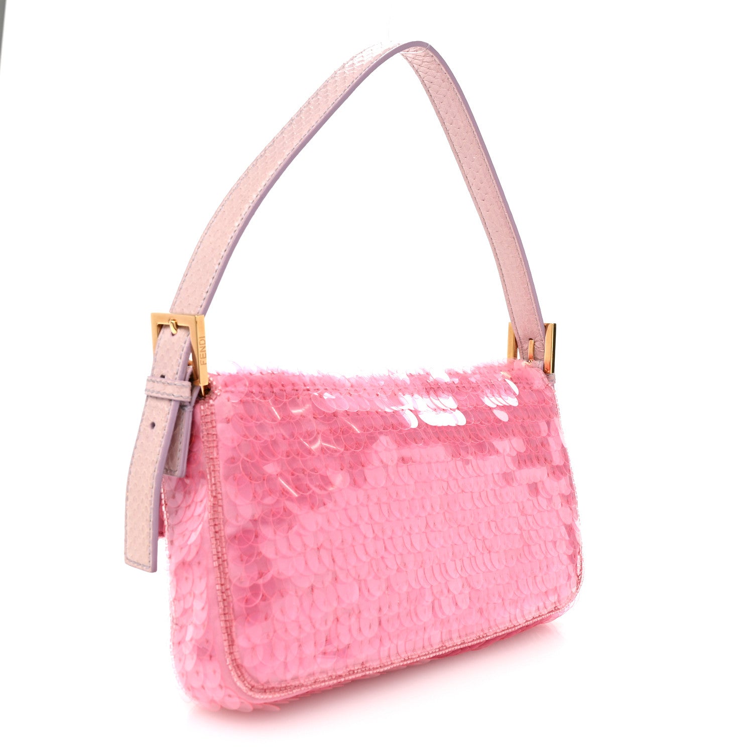 Fendi Satin Sequin Paillettes Bilics Lustre Snakeskin Medium Baguette 1997 Lavanda Glicine 3 of 9