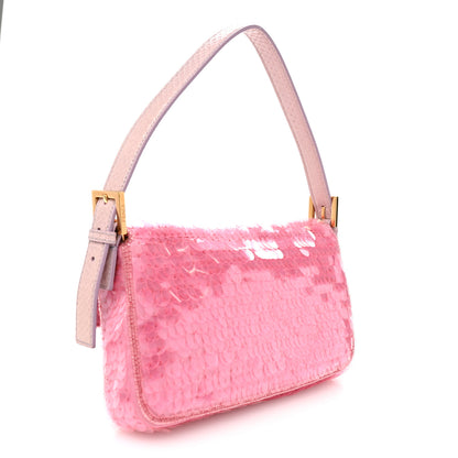 Fendi Satin Sequin Paillettes Bilics Lustre Snakeskin Medium Baguette 1997 Lavanda Glicine 3 of 9