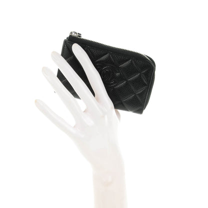 Chanel Caviar Quilted Diamond CC Key Holder Case Black 2 of 7