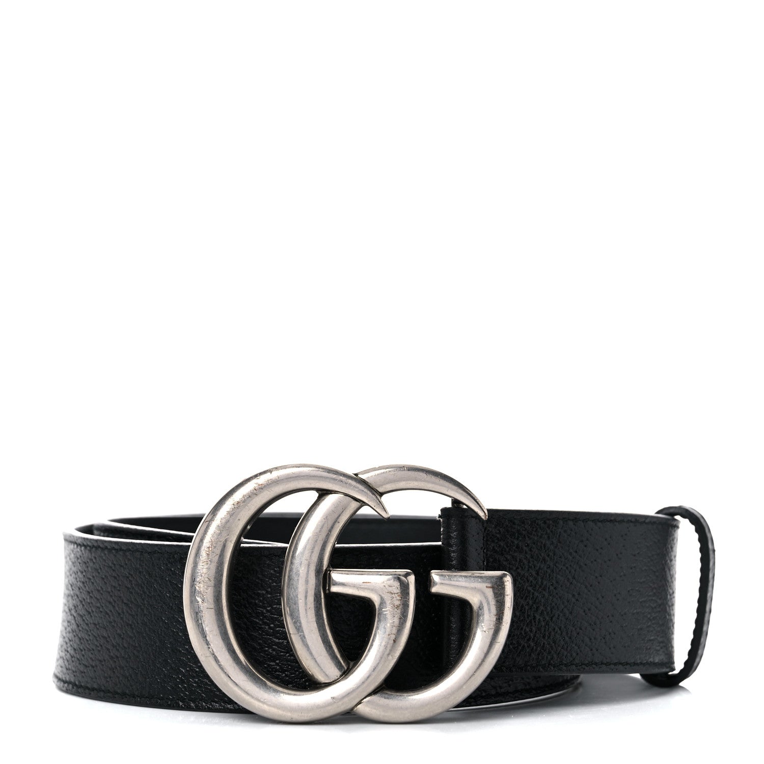 Gucci Textured Dollar Calfskin Nickel Double G 40mm Belt 70 28 Black 1 of 7