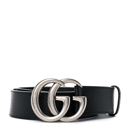 Gucci Textured Dollar Calfskin Nickel Double G 40mm Belt 70 28 Black 1 of 7