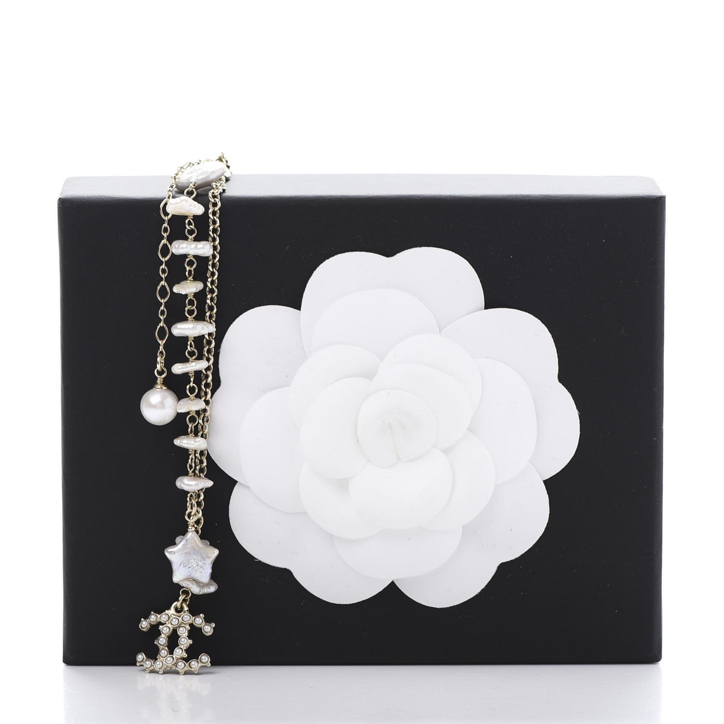 Pearl CC Chain Necklace Gold