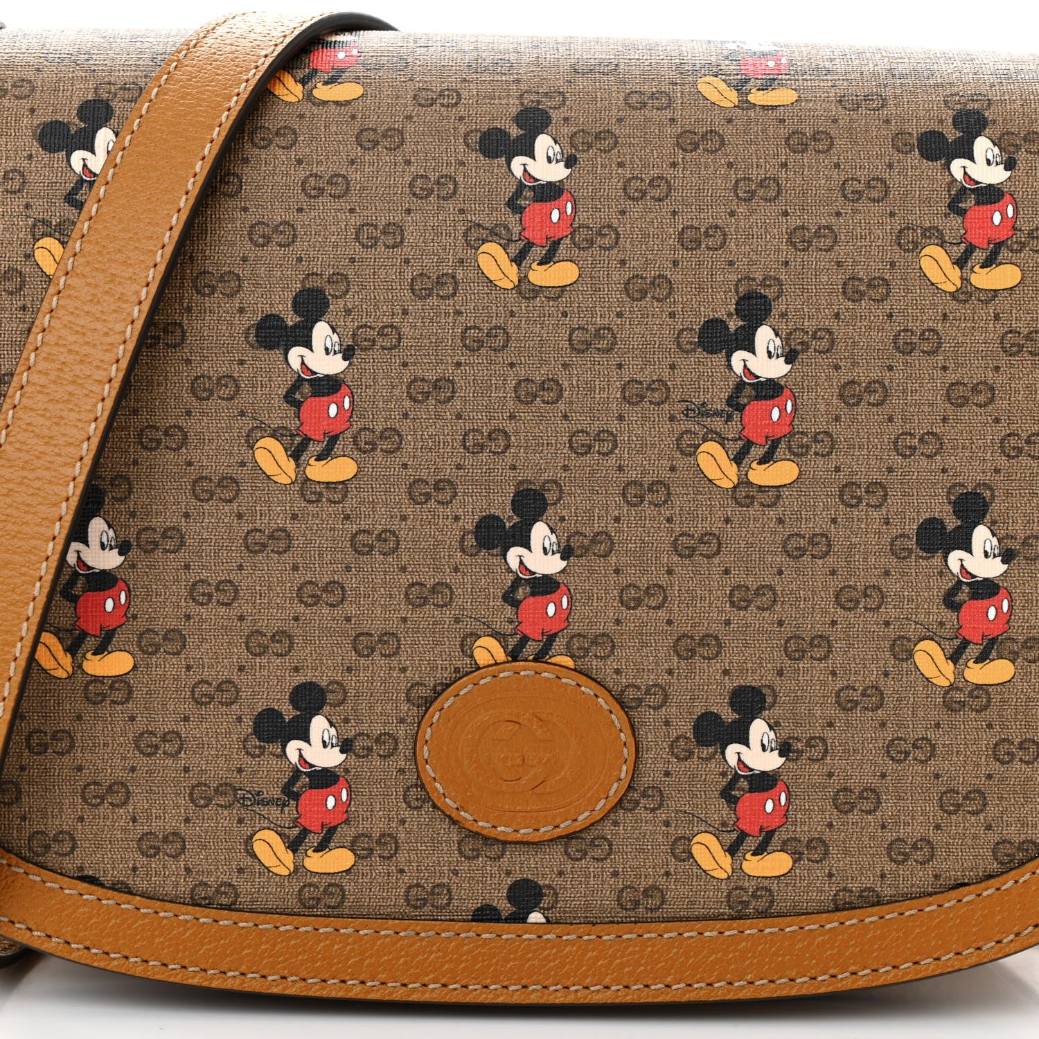Gucci X DISNEY Mini Vintage GG Supreme Monogram Mickey Mouse Small Flap Messenger Bag Beige Vintage Sun Oil 8 of 11