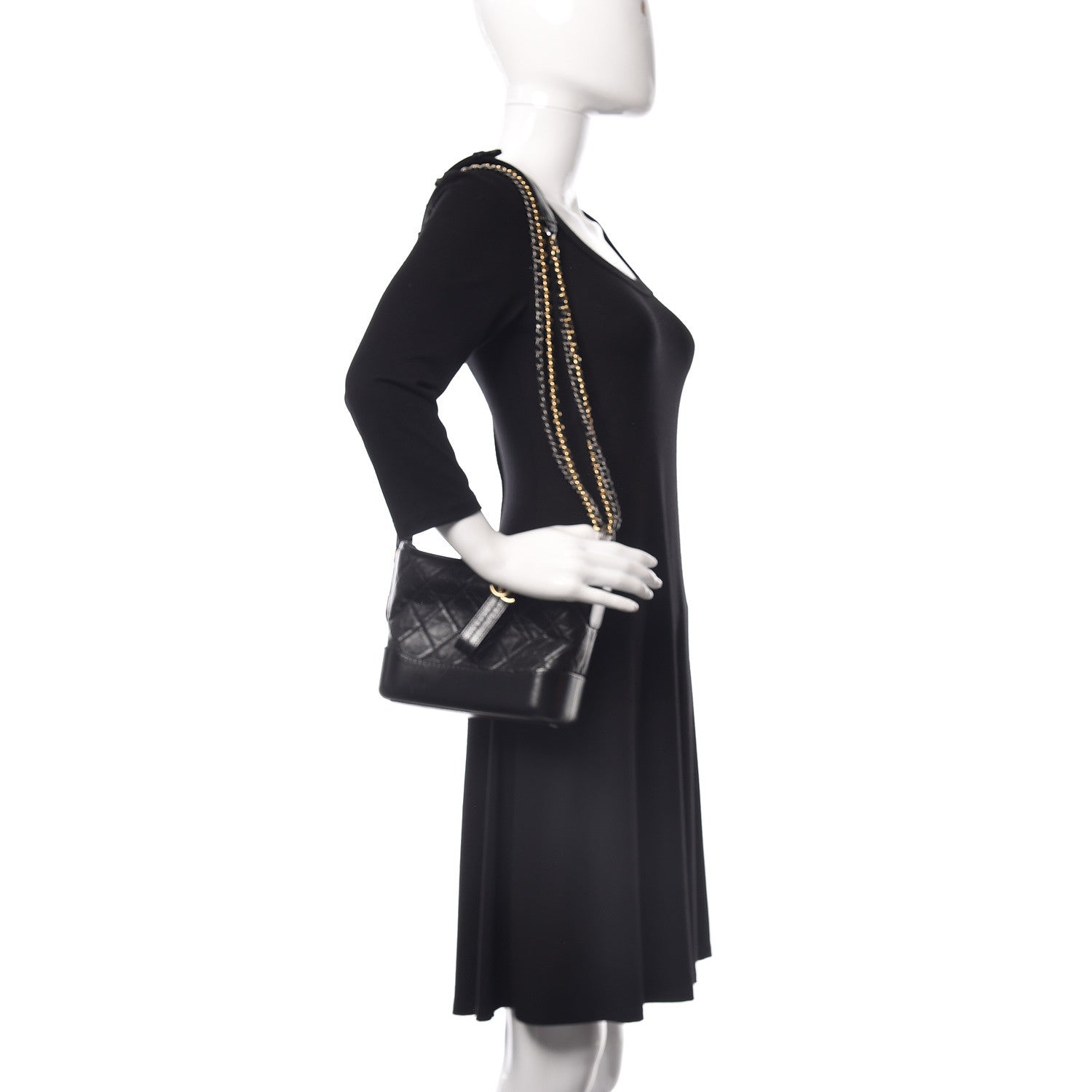 Chanel Aged Calfskin Quilted Small Gabrielle Hobo Black 2 of 10