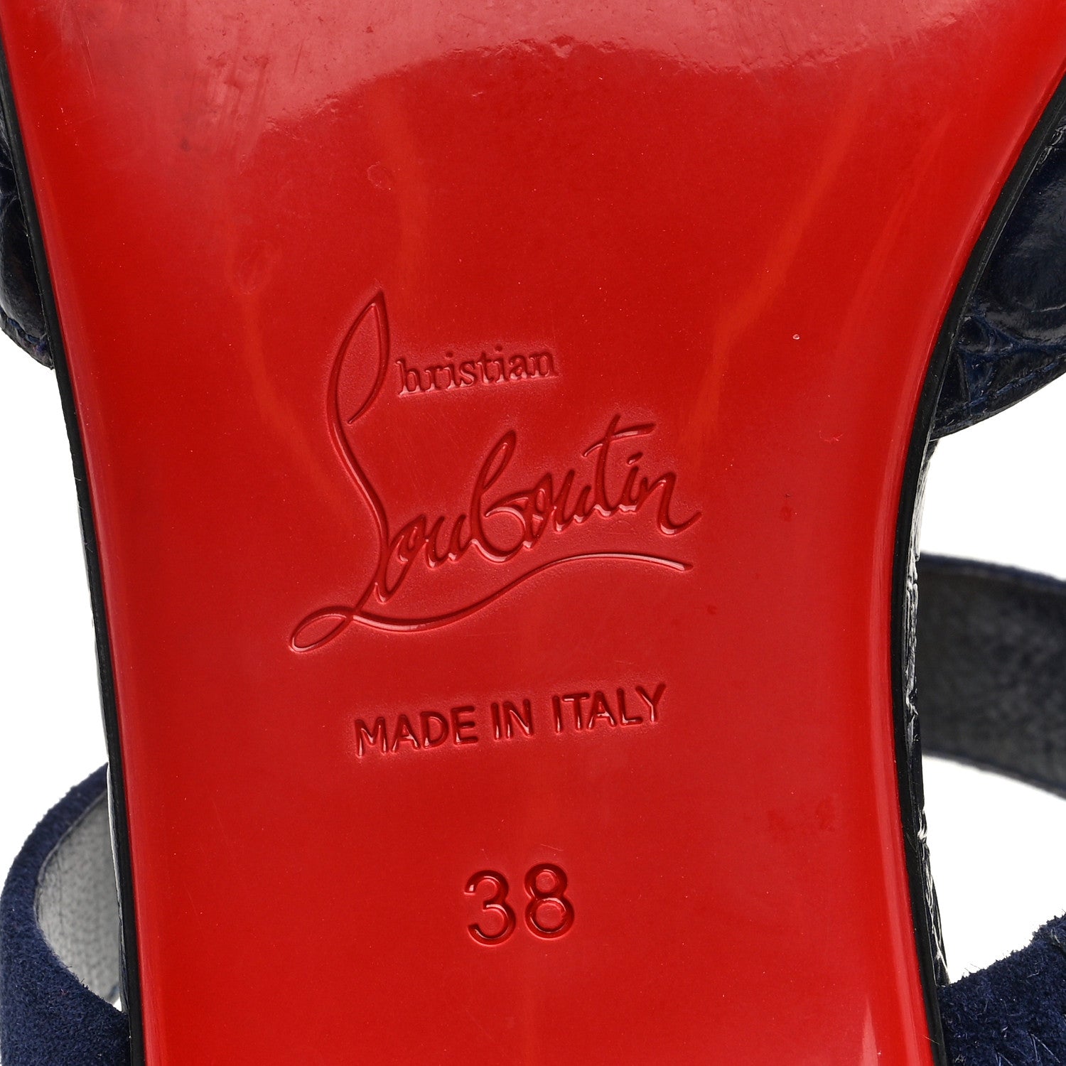 Christian Louboutin Calfskin Crocodile Embossed Choc Lock Flats 38 Obscur 7 of 8