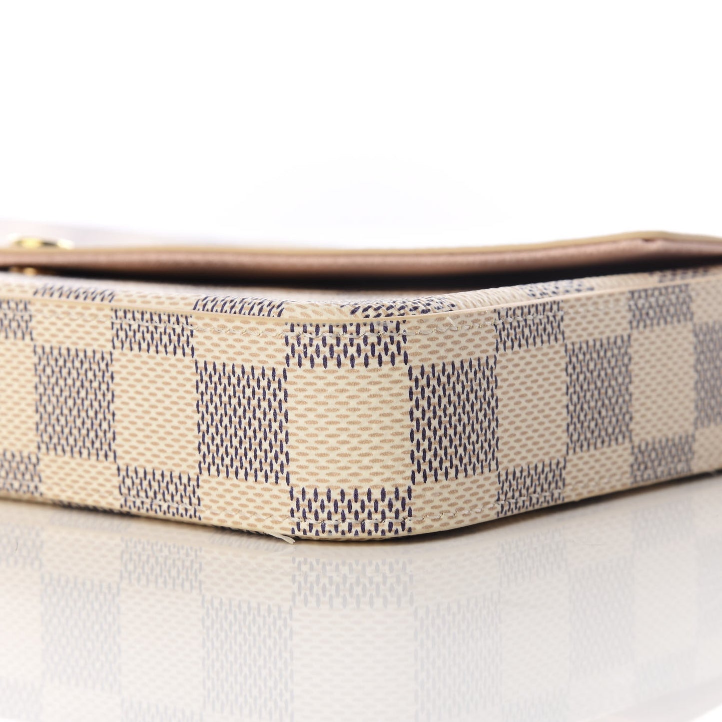 Damier Azur Pochette Felicie Chain Wallet Rose Ballerine