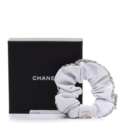 Chanel Lambskin Chain CC Hair Scrunchie White Gold 5 of 5