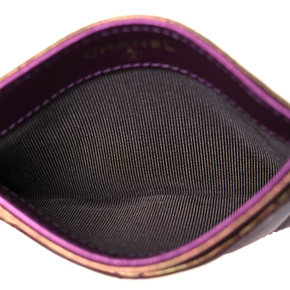 Chanel Iridescent Lambskin Quilted Card Holder Purple 5 of 9