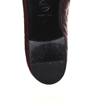 Chanel Tumbled Calfskin Quilted Cap Toe Ballerina Flats 37 Burgundy 10 of 14