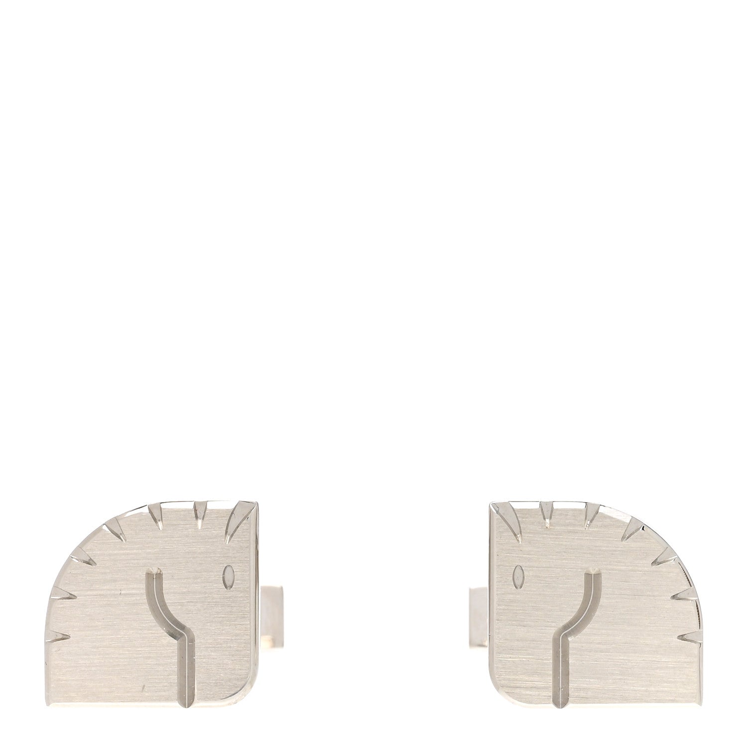 Hermes Palladium Manchette Horse Cufflinks Silver 1 of 7