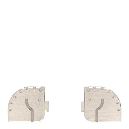 Hermes Palladium Manchette Horse Cufflinks Silver 1 of 7