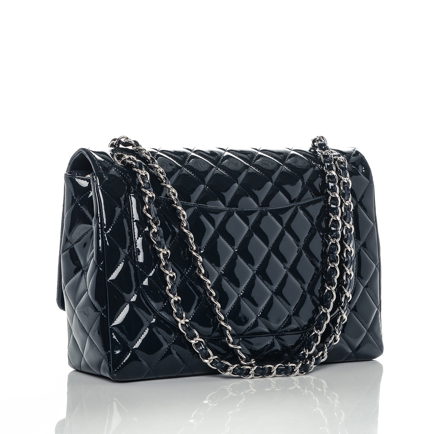 Chanel Patent Quilted Maxi Single Flap Navy Blue 3 of 6