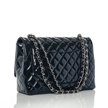 Chanel Patent Quilted Maxi Single Flap Navy Blue 3 of 6