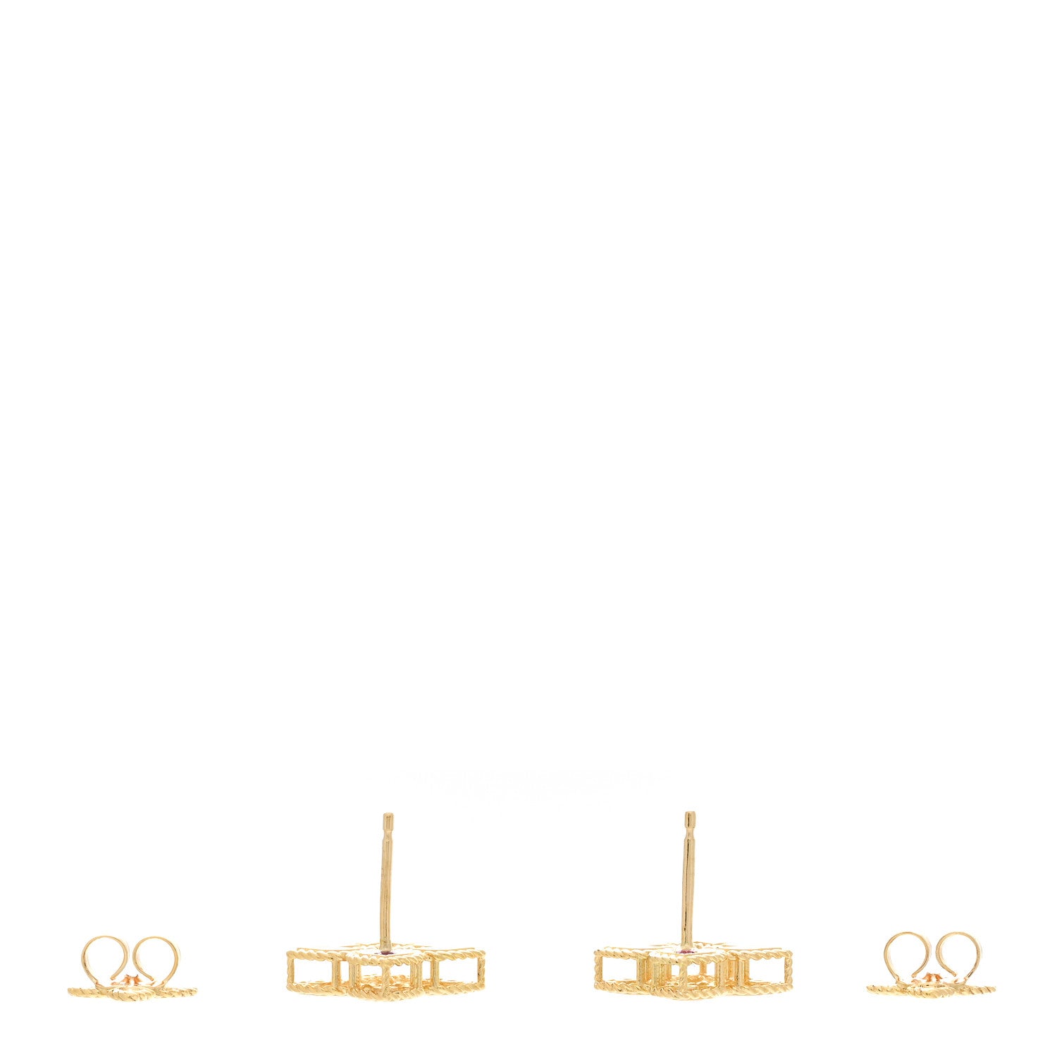 Roberto Coin ROBERTO COIN 18K Yellow Gold Diamond Petite Venetian Princess Open Flower Stud Earrings 3 of 6
