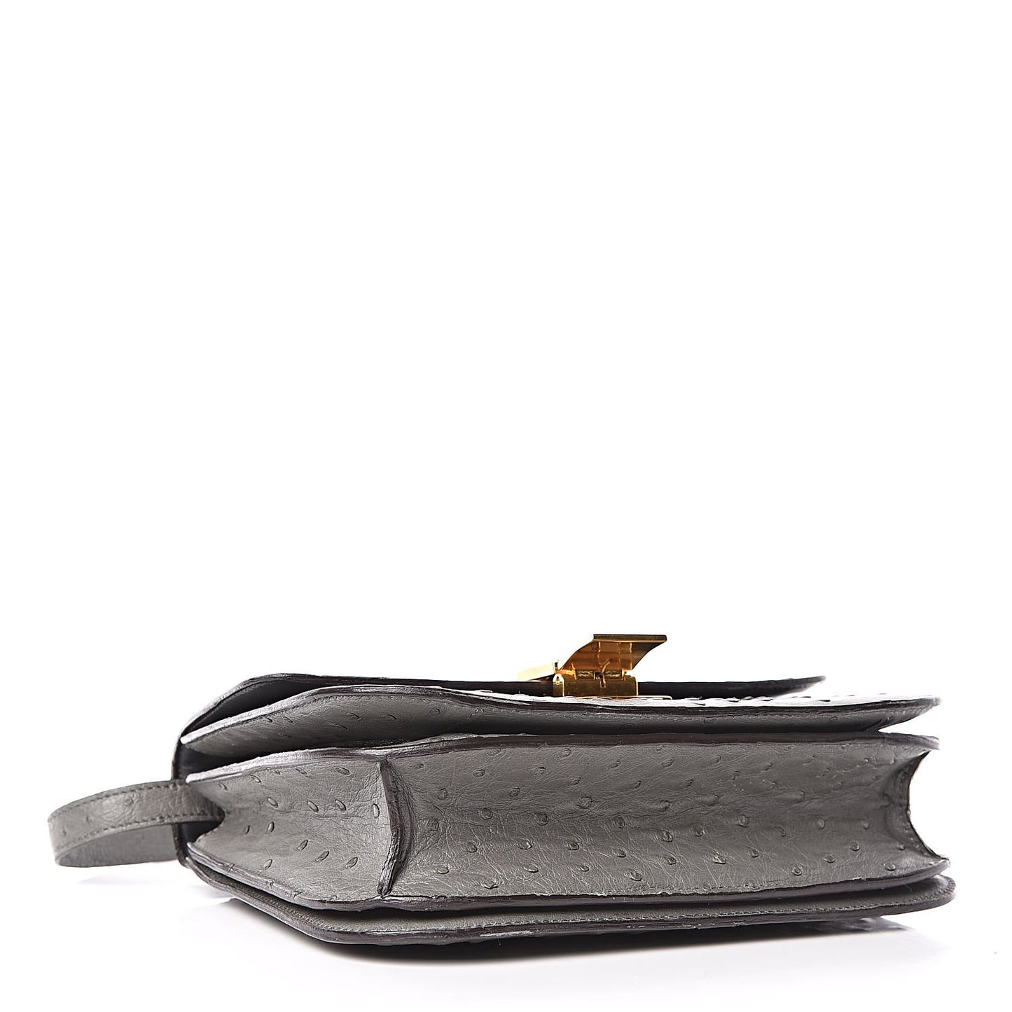Ostrich Medium Classic Box Flap Bag Storm