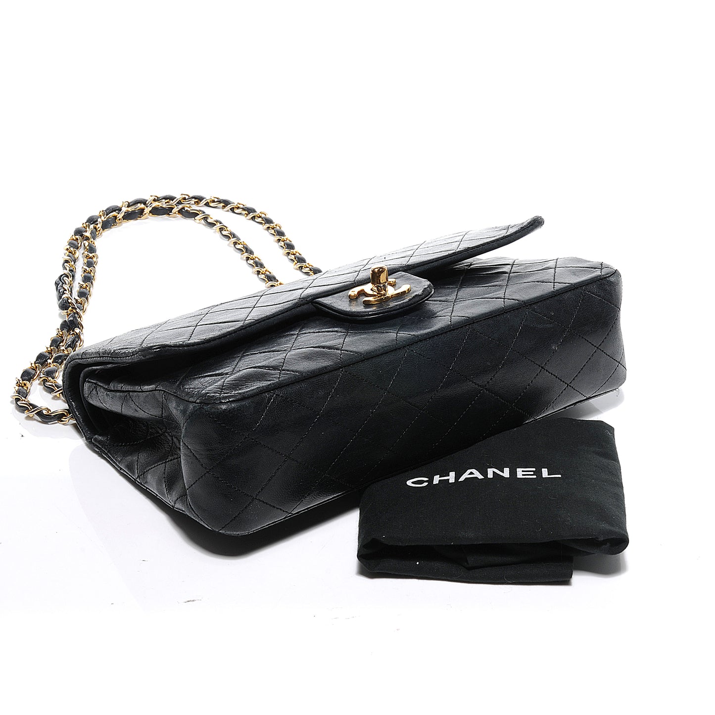 Lambskin Medium Double Flap Black