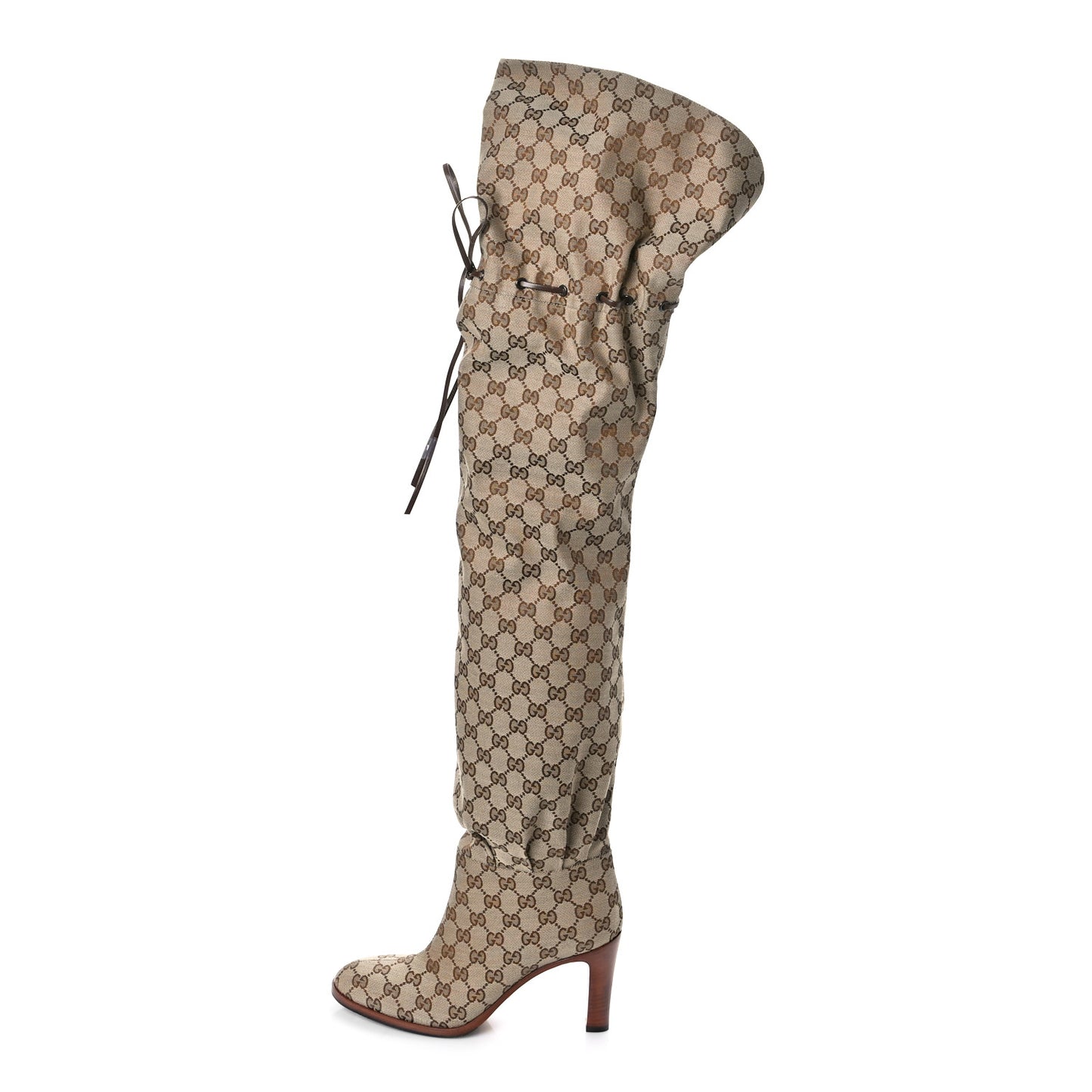 Monogram Over the Knee Boots 39.5 Beige Ebony