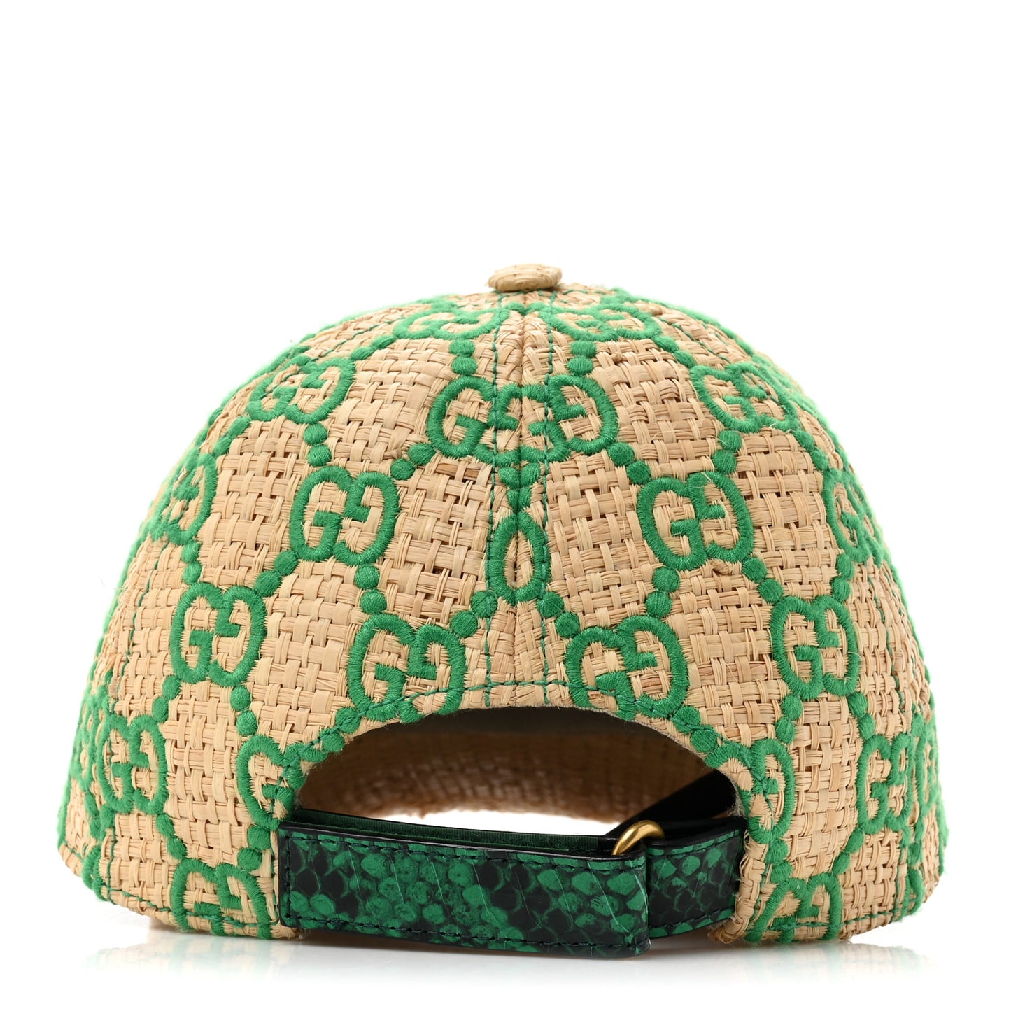 Raffia GG Monogram Elaphe Embroidered Aisha Baseball Hat M Ivory New Shamarock