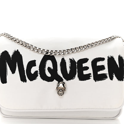 Alexander McQueen Nylon Graffiti Skull Small Crossbody Bag White Black 8 of 10